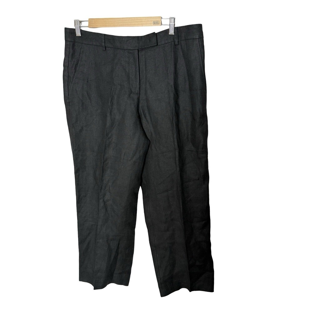 QL2 Quelledue Womens‎ Maura Straight Ankle Cropped Chino Pants Black 48 linen